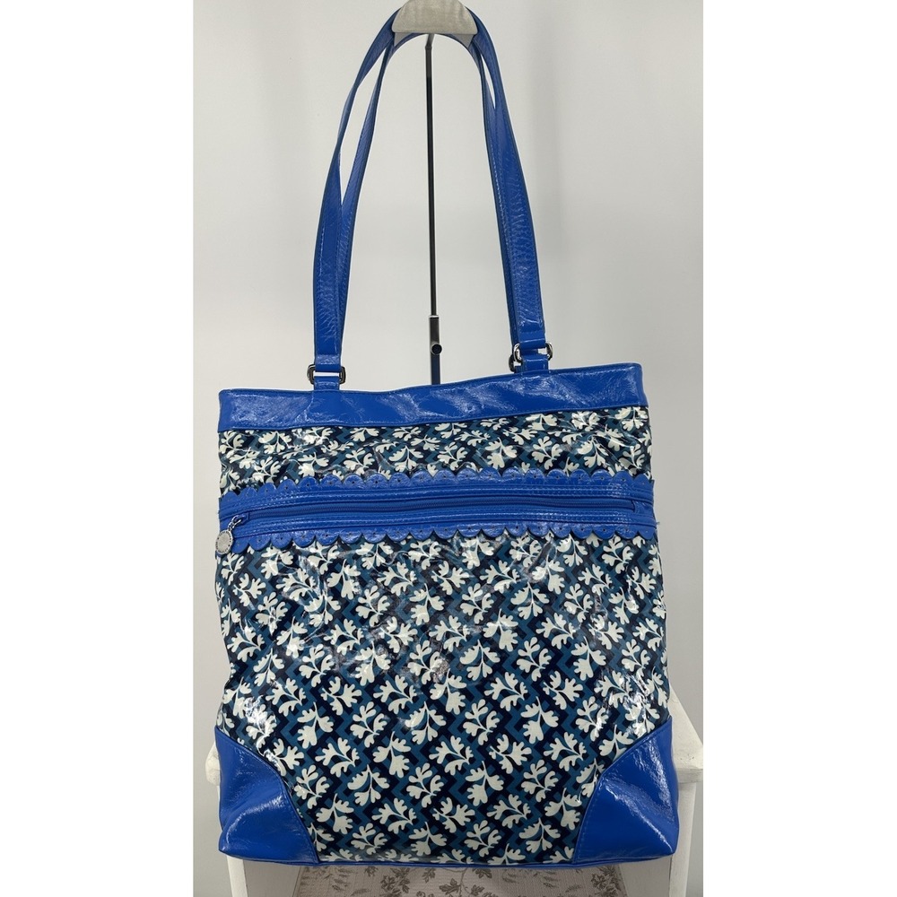 Vera Bradley‎ Everything Nice Tote in Blue Lagoon Frill Nylon Purse Shoulder Bag